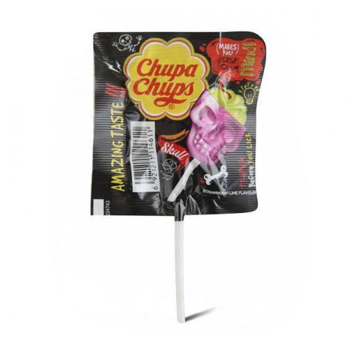 Slika Lizalica 3D Skull Jagoda/Limeta 15g ChupaChups