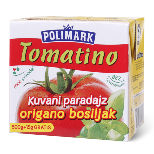 Slika Tomatino kuvani paradajz origano i bosiljak 500g Polimark