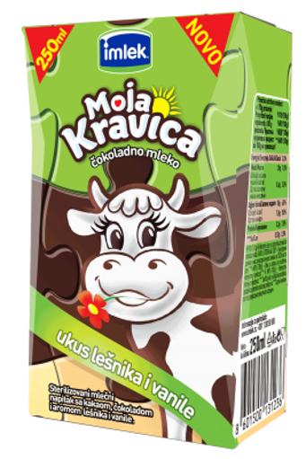Slika Čokoladno mleko Moja Kravica lešnik vanila 1% 250ml