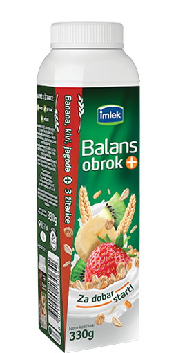 Slika Jogurt Balans+ Obrok Banana, Kivi, Jagoda, Žitarice 330g